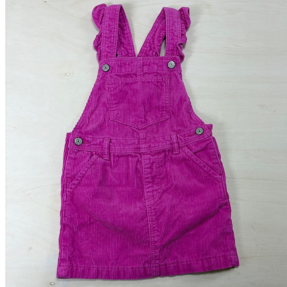 Baby Gap Toddler Girls Magenta Pink Corduroy Ruffle Strap Jumper Dress 4T